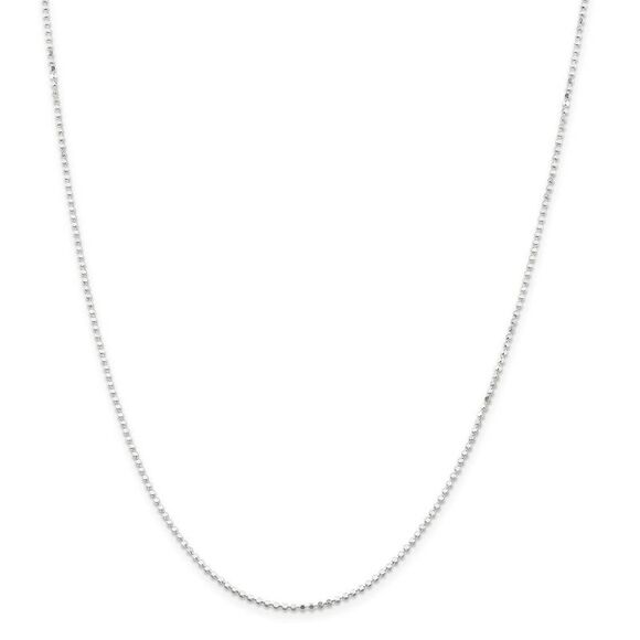 1.1mm Sterling Silver Solid Square Beaded Chain Necklace, 18 Inch - Picture 2 of 8